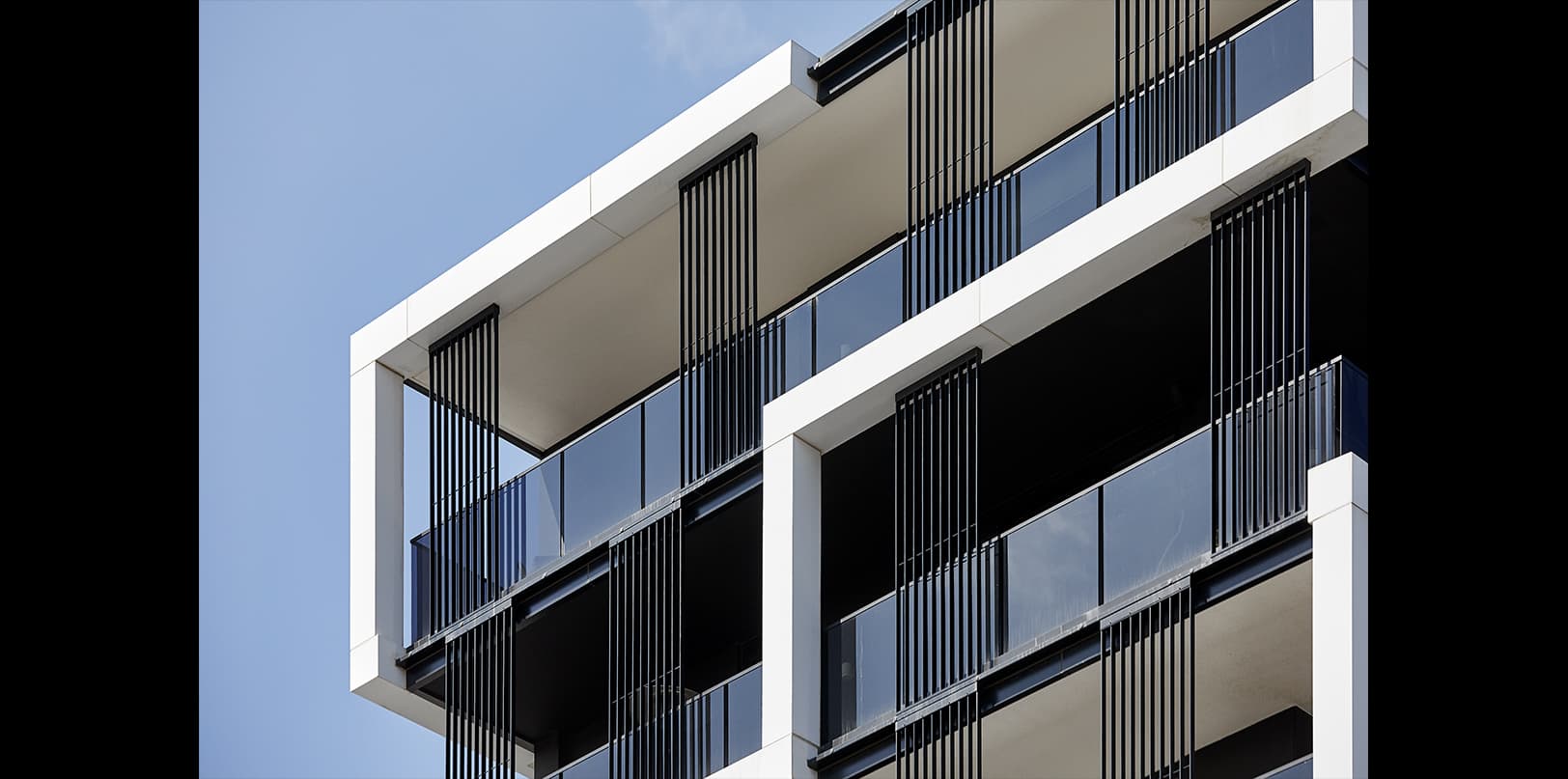 Aluminium architectural screens on a contemporary apartment building