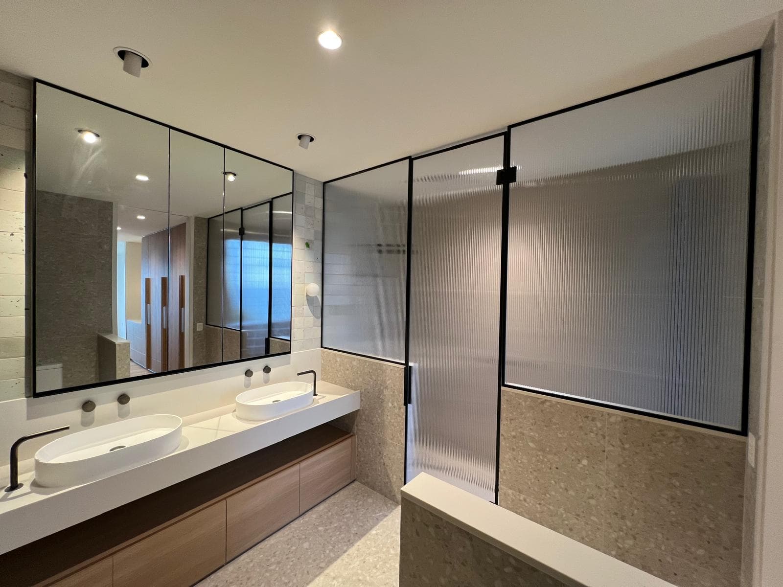 Modolux framed shower screen and bathroom glazing